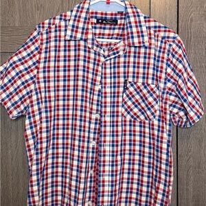 Men's Red and Blue Checkered Shirt